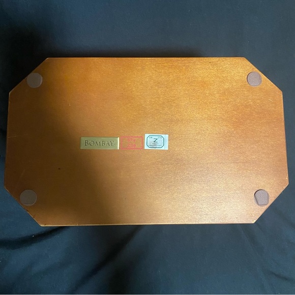 Bombay Lacquer Wood Storage Organizer Box With  Velvet Lining Drawer Vintage - Picture 6 of 7